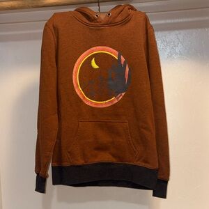 Hooey Brown Hoodie with Moon and Mountain Design
